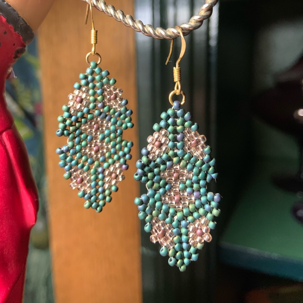 Handmade Glass Seed Bead Earrings